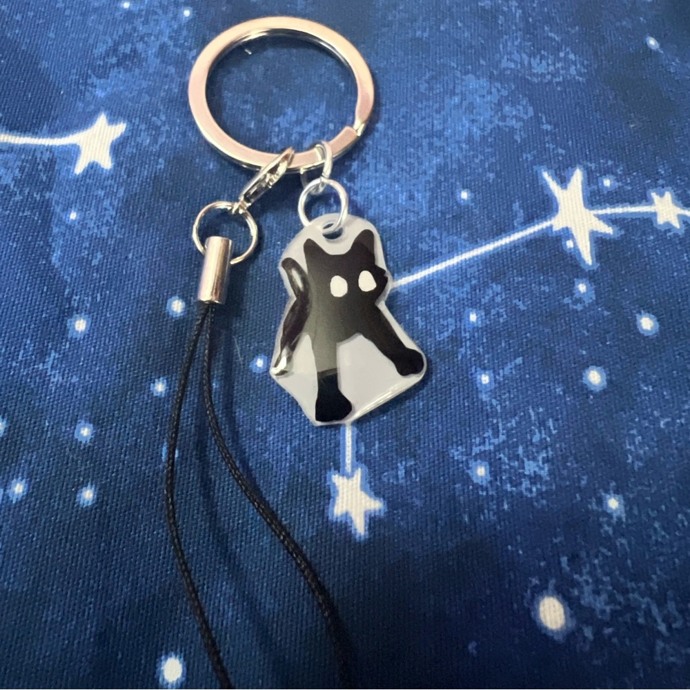 Handmade Black Cat Meme Keychain